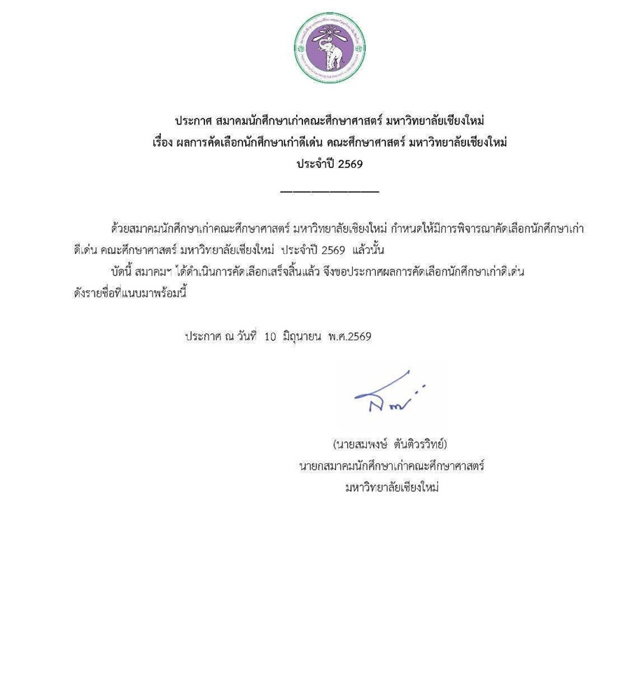 ขอแสดงความยินกับผู้อำนวยการวิทยาเขตเชียงราย โอกาสได้รับคัดเลือกนักศึกษาเก่าดีเด่น คณะศึกษาศาสตร์ มช. ปี 69